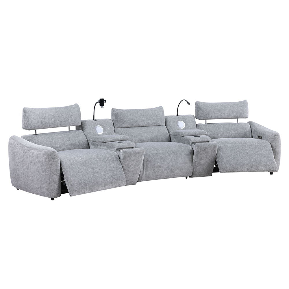 Fullar - LAF Modular Power Motion Recliner - Light Gray Chenille