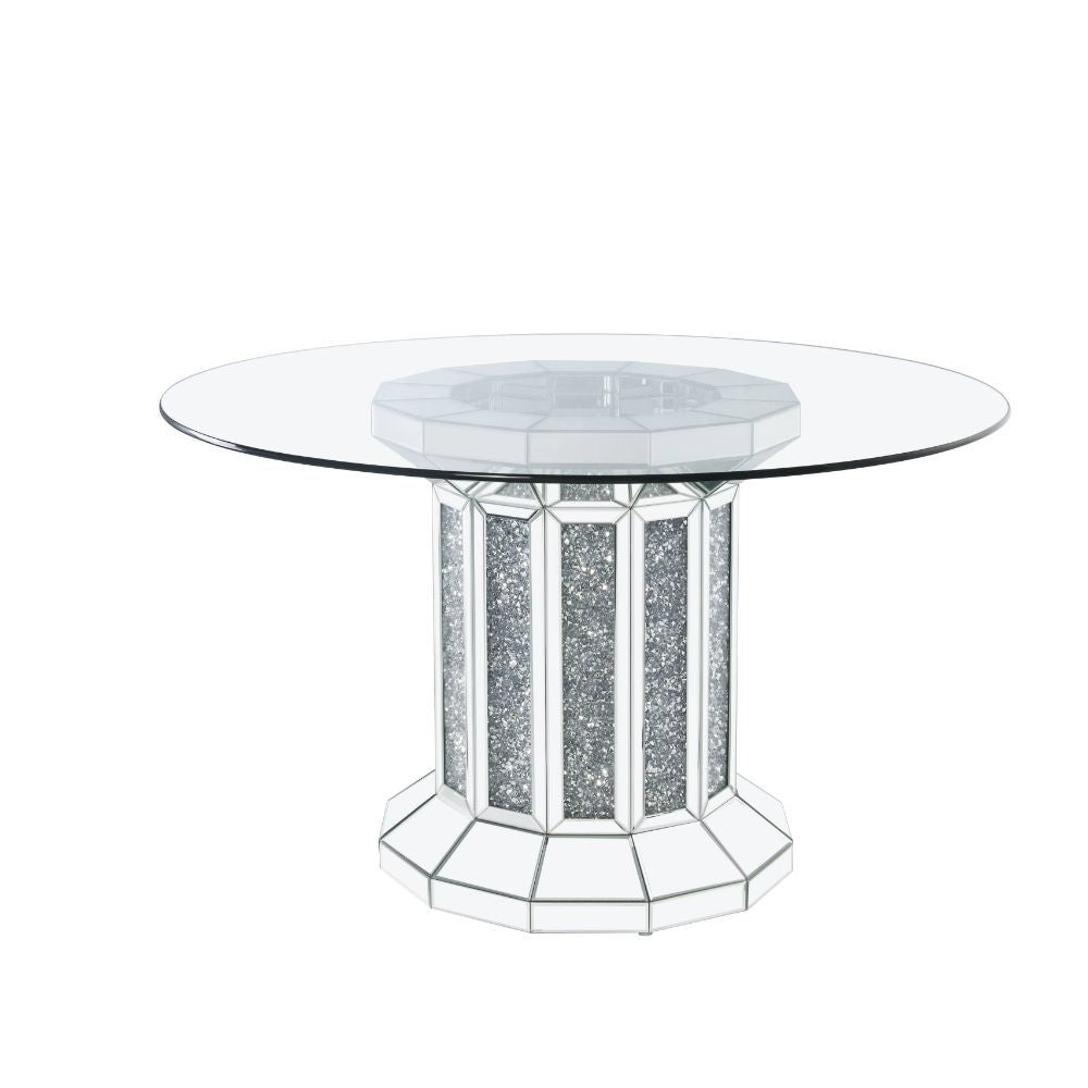 Noralie - Dining Table - Clear Glass Top & Mirrored & Faux Diamonds