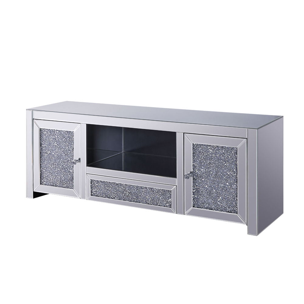 Noralie - TV Stand - Mirrored & Faux Diamonds