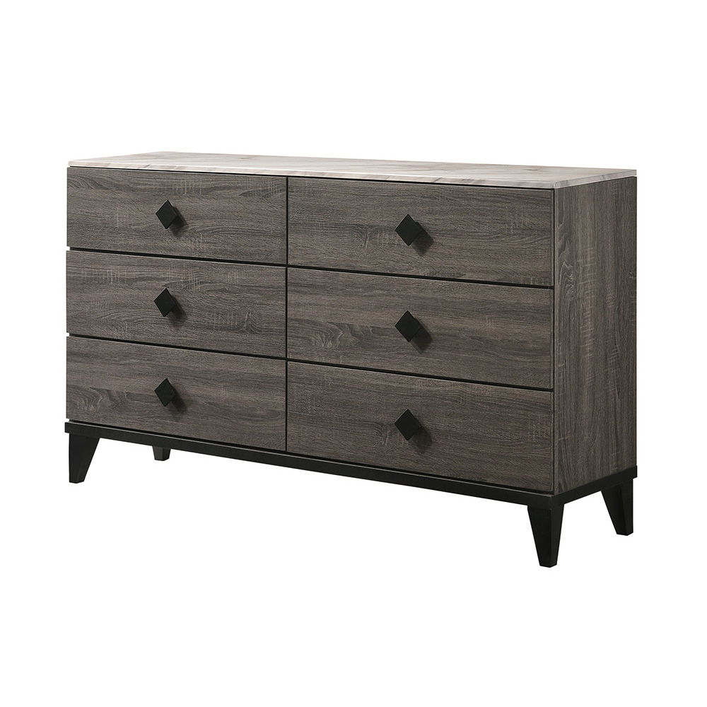 Avantika - Dresser - Faux Marble Top & Rustic Gray Oak